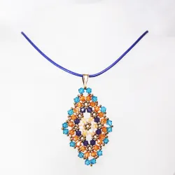 Pendant 65cm - Talia Rhombus M-Purple Leather - Pendant 65cm - Laiton bronze